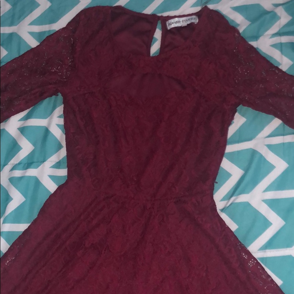 a Burgundy mini cute dress